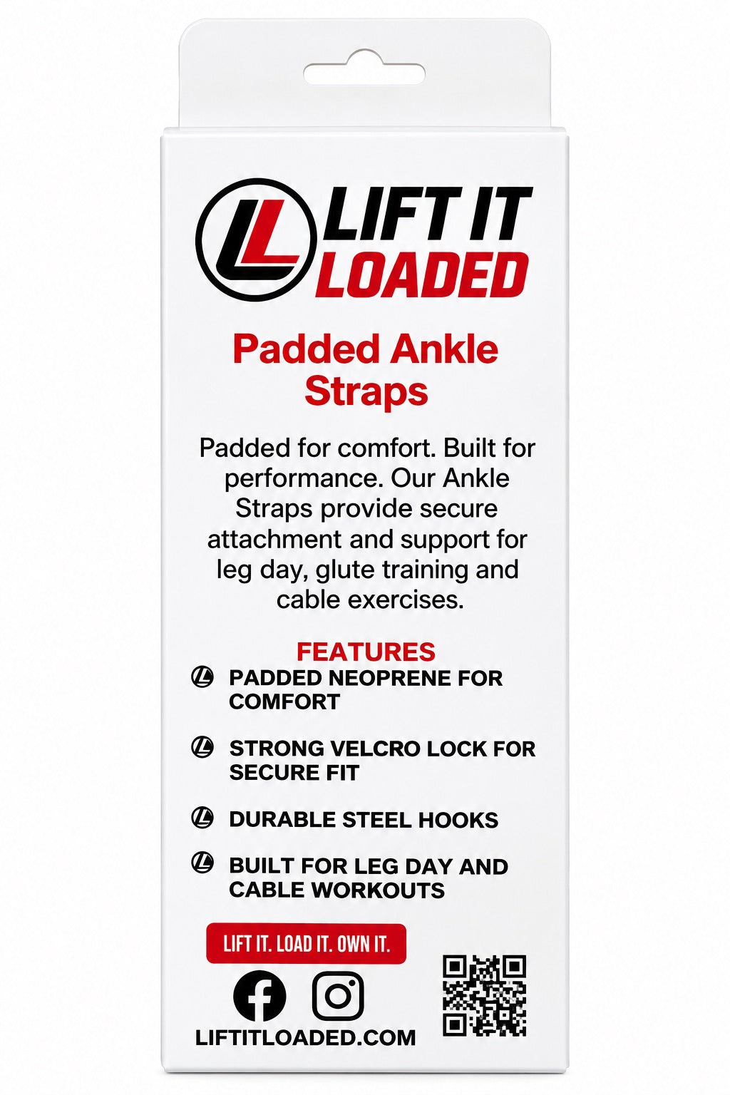 Lift it Loaded® Padded Neoprene Ankle Straps with Velcro Lock and Hoop (Blue)
