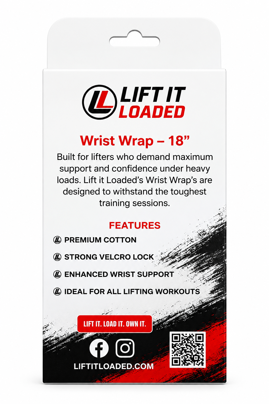 Lift it Loaded® Wrist Wrap with Velcro Lock - 18“ (Red)