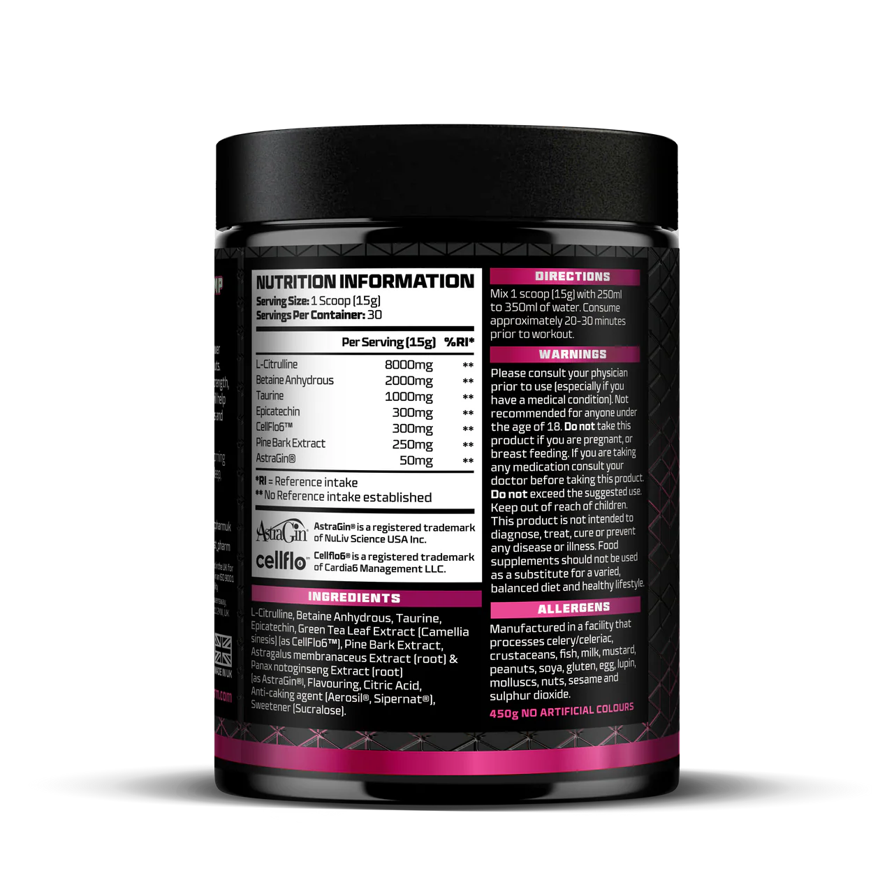 PUMP Stimulant Free Pre-Workout - 30 Servings - Lemon Sherbet