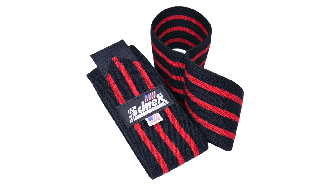 Schiek Model 1152 Elbow Wraps - Black Red Stripe