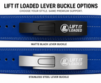 Lift It Loaded 10mm Leather Lever Weightlifting Belt - Cobalt Blue / Stainless Steel Lever