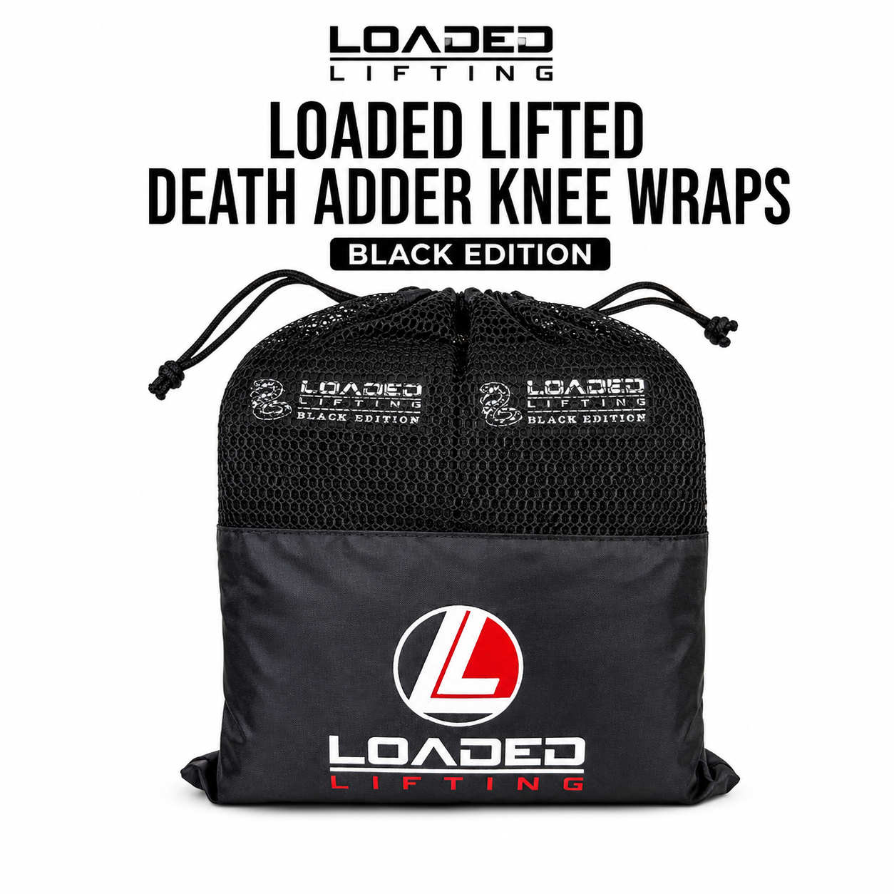 Loaded Lifting Death Adder Knee Wraps – Black Edition