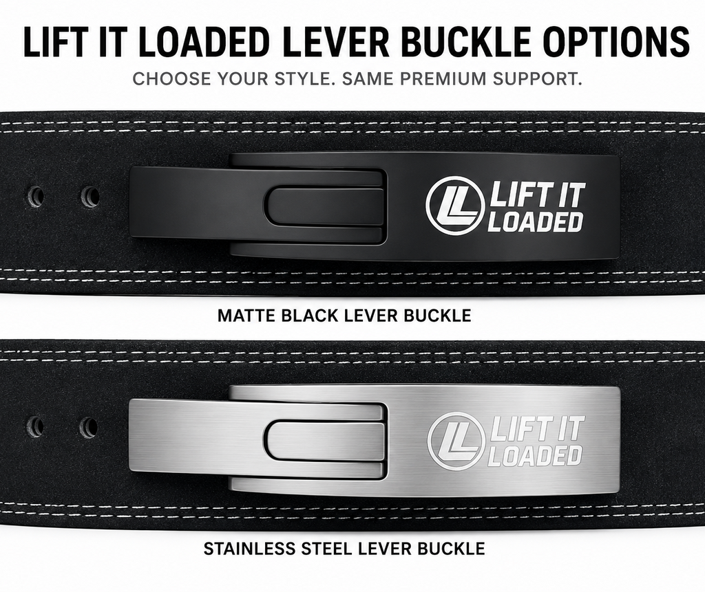 Lift It Loaded 10mm Leather Lever Weightlifting Belt - Black / Stainless Steel Lever
